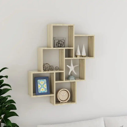 étagère murale noir et bois en forme cubique 78x15x93 cm - vente privée 14:100018786Black;200007763:201336342