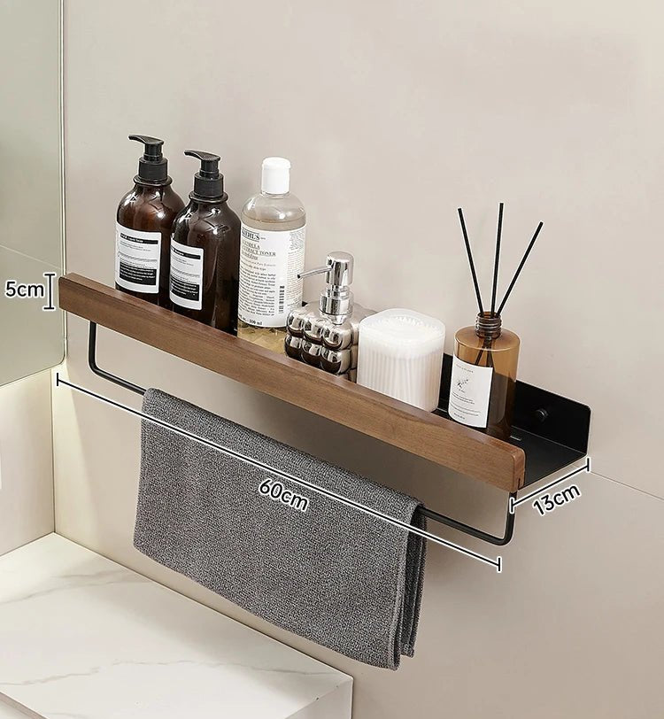 étagère murale salle de bain design moderne et tendance - vente privée 14:1254wood black 60cm bar