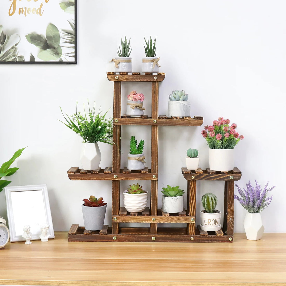 Étagère plante d'intérieur à plusieurs niveaux - vente privée 14:365458Brown;200007763:201336101
