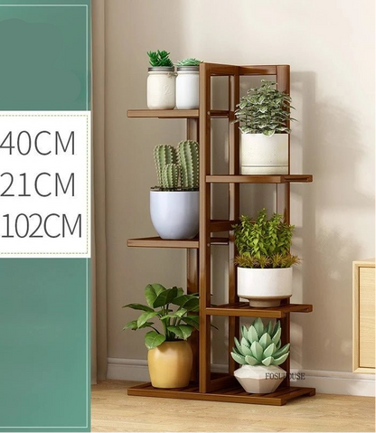 Étagère plante en bois massif pour balcon - vente privée 14:10Brown-5 Layers
