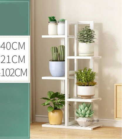 Étagère plante en bois massif pour balcon - vente privée 14:175White-5 Layers
