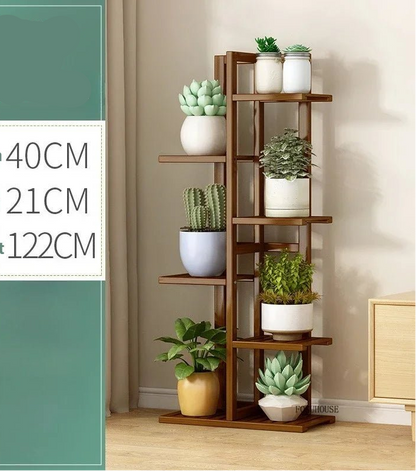 Étagère plante en bois massif pour balcon - vente privée 14:29Brown-6 Layers