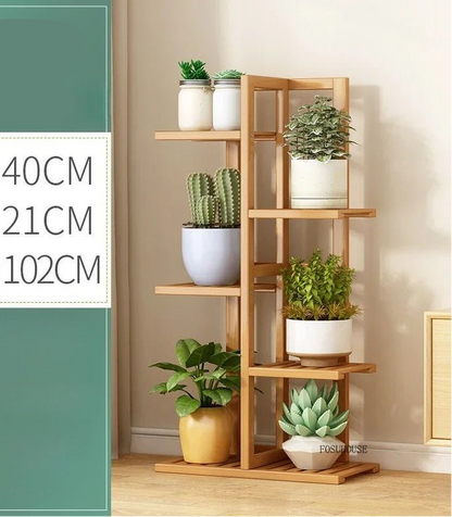 Étagère plante en bois massif pour balcon - vente privée 14:350850Log-5 Layers