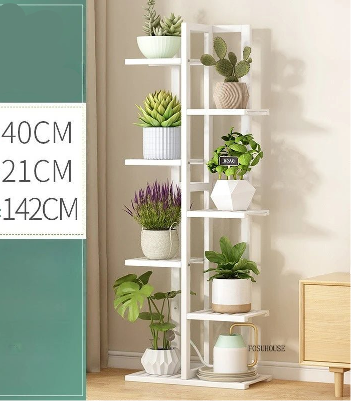 Étagère plante en bois massif pour balcon - vente privée 14:366White-7 Layers