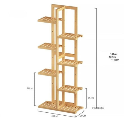 Étagère plante en bois massif pour balcon - vente privée 14:366White-7 Layers