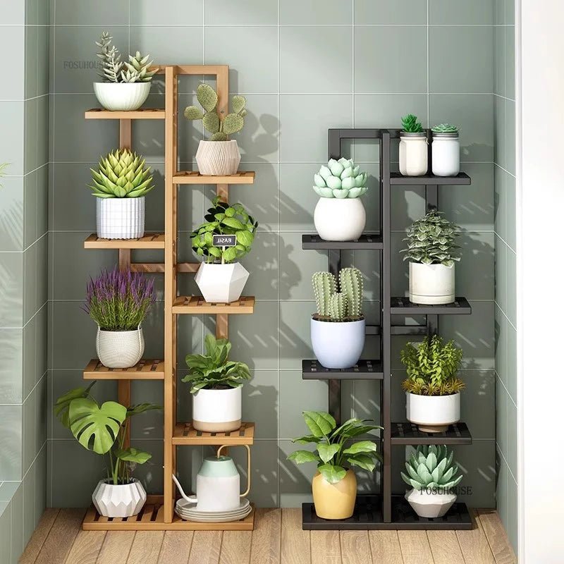 Étagère plante en bois massif pour balcon - vente privée 14:366White-7 Layers