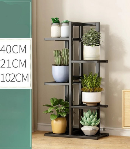 Étagère plante en bois massif pour balcon - vente privée 14:496Black-5 Layers