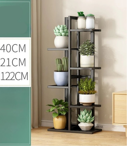 Étagère plante en bois massif pour balcon - vente privée 14:504Black-6 Layers