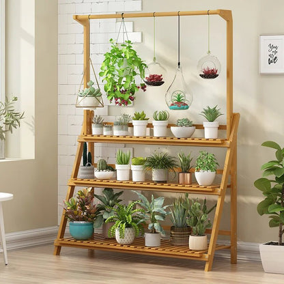 Étagère plante pliable en bambou - vente privée 14:350850Natural Wood;200007763:201336101;5:100014065