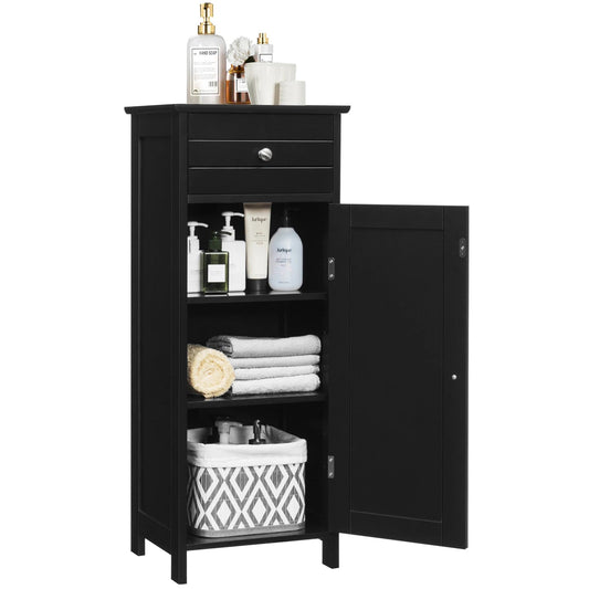 Étagère salle de bain bois avec porte 35.6*30.5*88CM - vente privée <none>