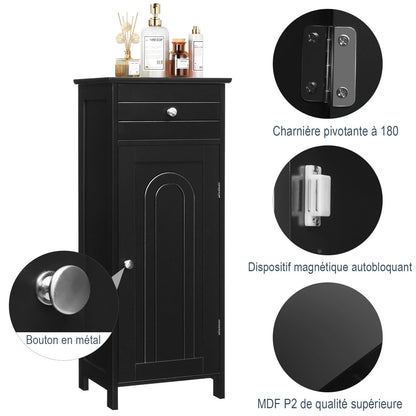 Étagère salle de bain bois avec porte 35.6*30.5*88CM - vente privée <none>