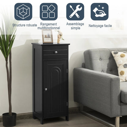 Étagère salle de bain bois avec porte 35.6*30.5*88CM - vente privée <none>
