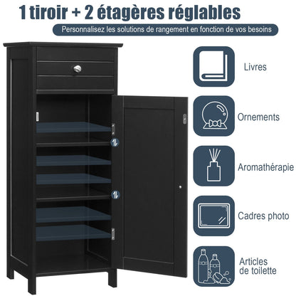 Étagère salle de bain bois avec porte 35.6*30.5*88CM - vente privée <none>
