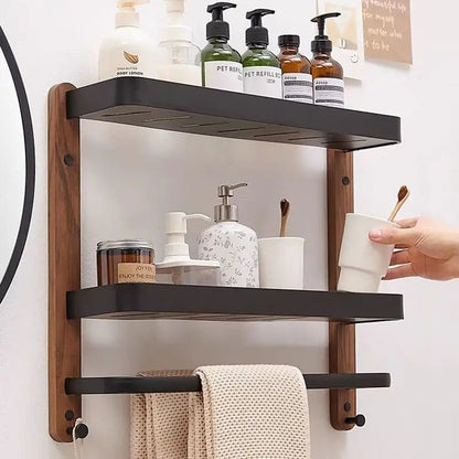 Étagère salle de bain de luxe en bois noyer - vente privée 14:175black 43CM