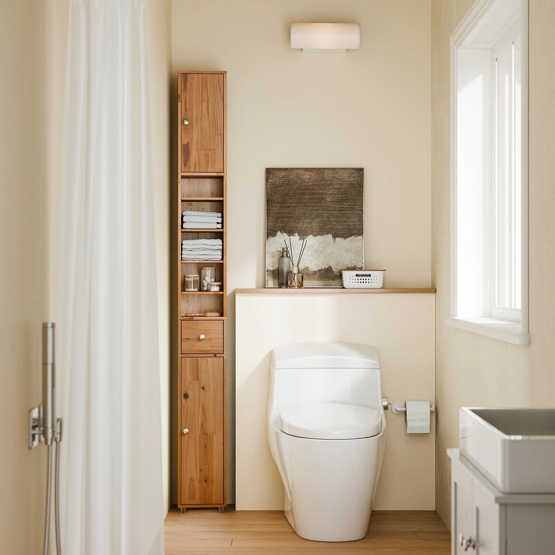 Étagère salle de bain design moderne en bois - vente privée 14:29;200007763:201336101