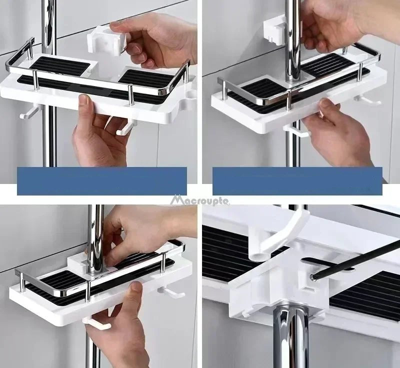 Étagère salle de bain douche sur poteaux - vente privée 14:350852Black A
