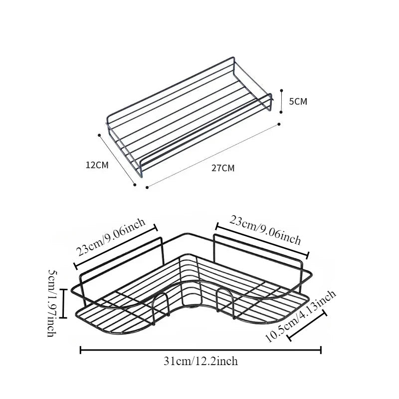 Étagère salle de bain inox d'angle pour douche - vente privée 14:2020108061pc Triangle Black
