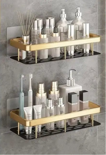 Étagère salle de bain noir à suspendre - vente privée 14:200002130golden 2pcs