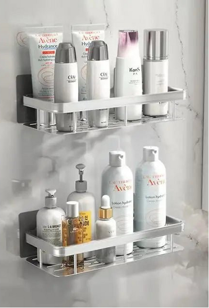 Étagère salle de bain noir à suspendre - vente privée 14:200003699silver 2pcs