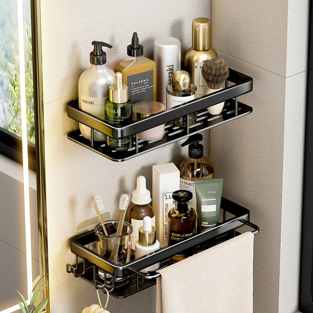 Étagère salle de bain noir à suspendre - vente privée 14:29white 1pc