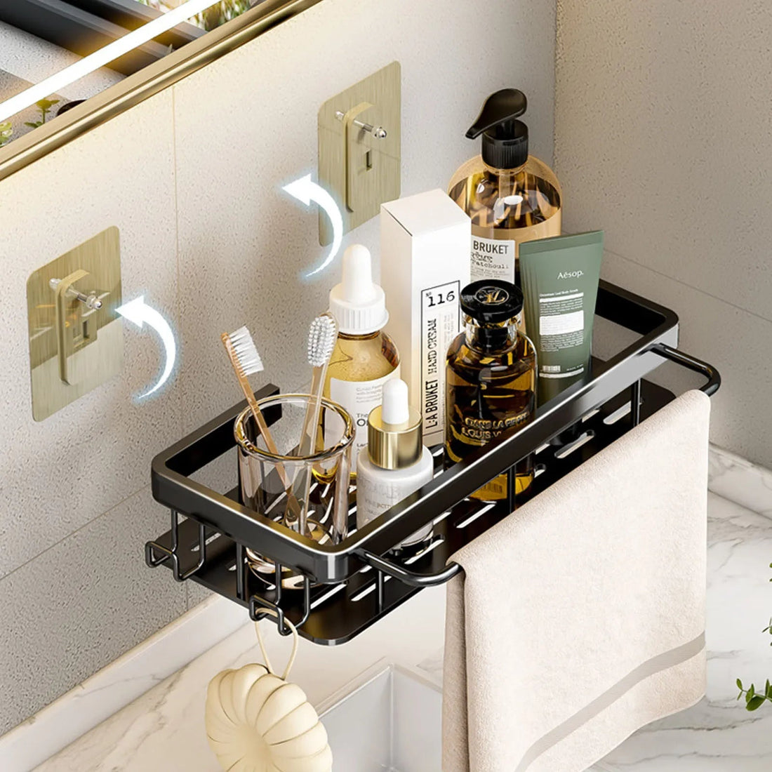 Étagère salle de bain noir à suspendre - vente privée 14:29white 1pc