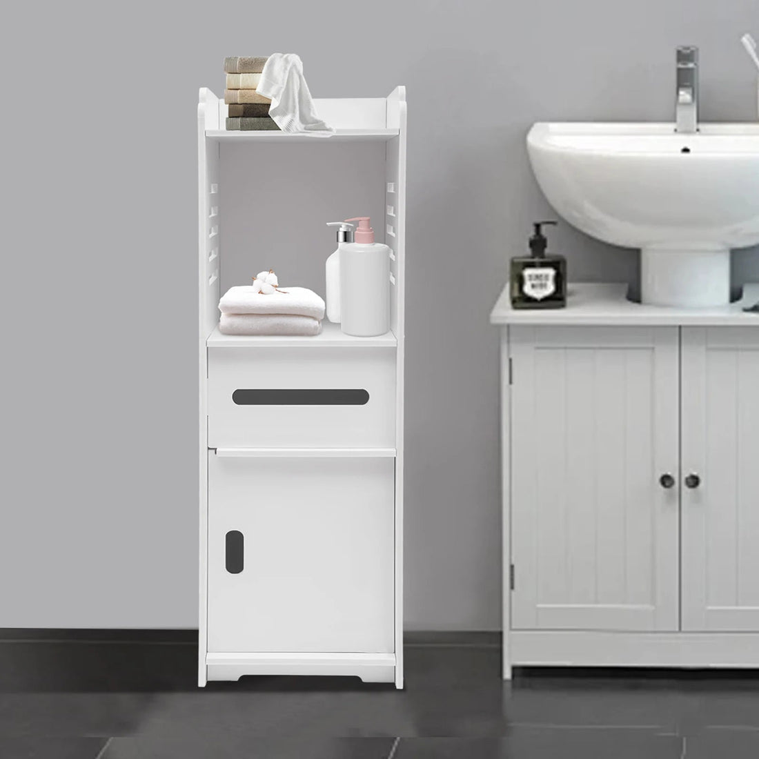 Étagère salle de bain simple 24*24*80cm - vente privée 200007763:201336342