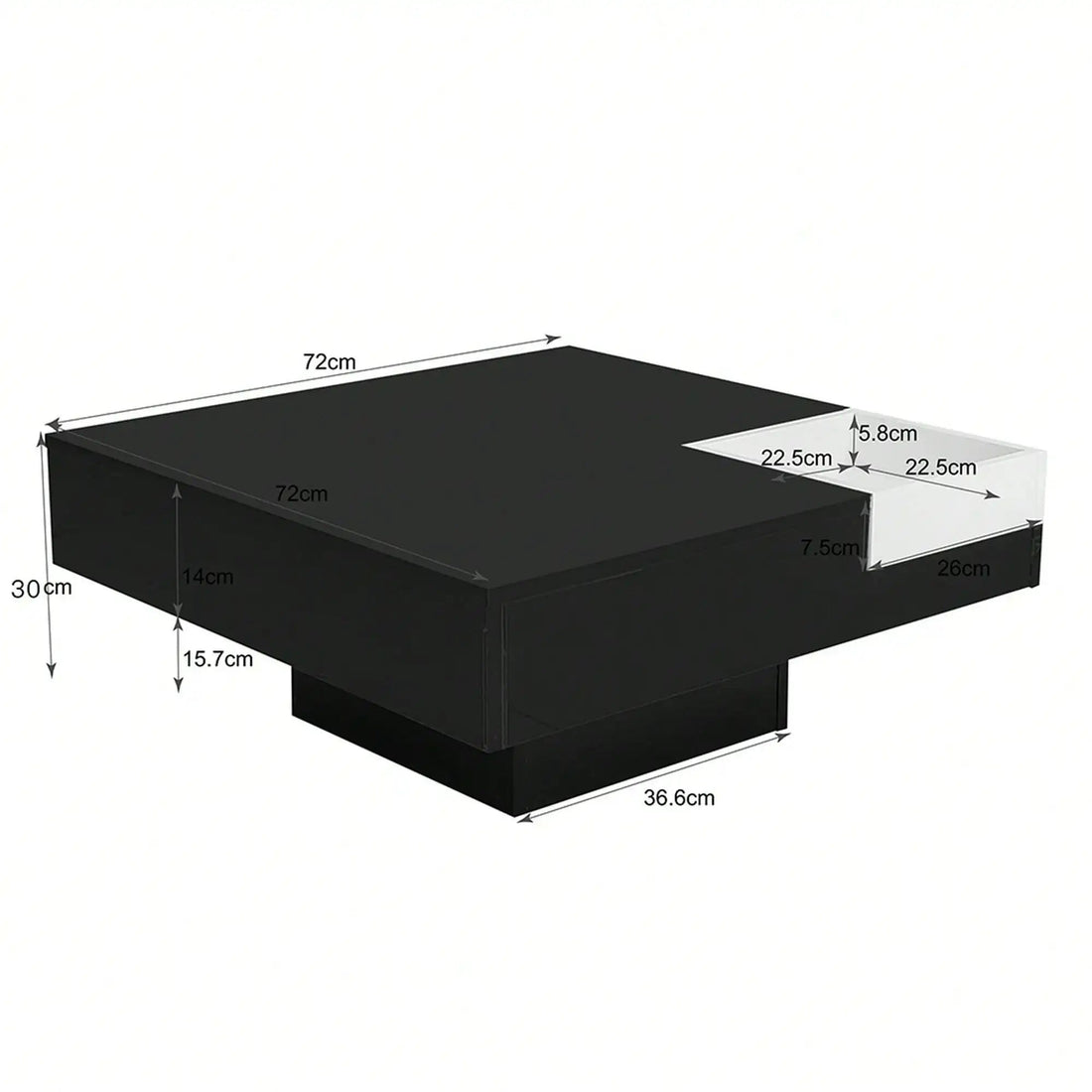 Grande table basse carrée noir - vente privée 14:193Black and White;200007763:201336101