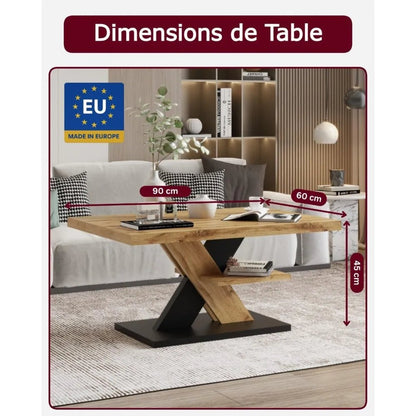 Living Room Coffee Table – Modern Wotan Wood And Black Living Room Table With Storage Shelf – Ideal As A Central Table For Coff - vente privée 14:200844061Oak Wotan;200007763:201336342