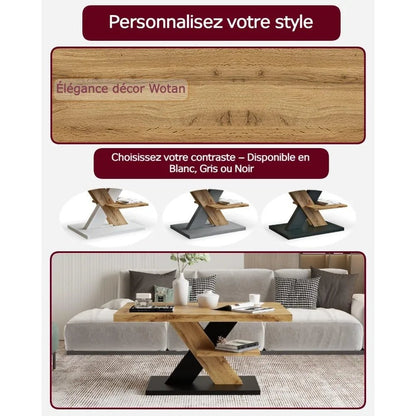 Living Room Coffee Table – Modern Wotan Wood And Black Living Room Table With Storage Shelf – Ideal As A Central Table For Coff - vente privée 14:200844061Oak Wotan;200007763:201336342