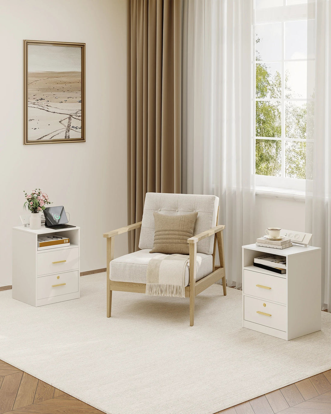Lot de 2 Table de chevet led avec station de charge - vente privée 14:193;200007763:201336101