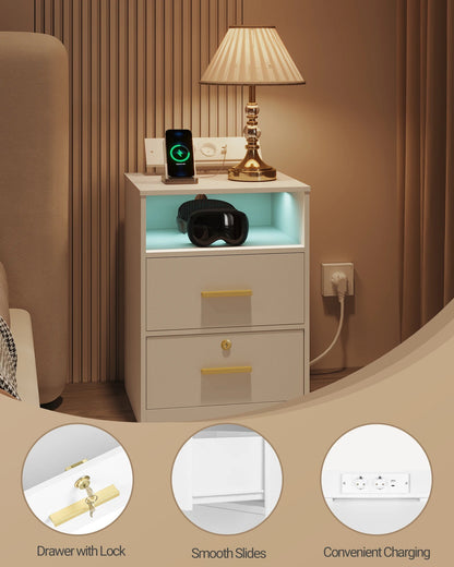 Lot de 2 Table de chevet led avec station de charge - 14:193;200007763:201336101