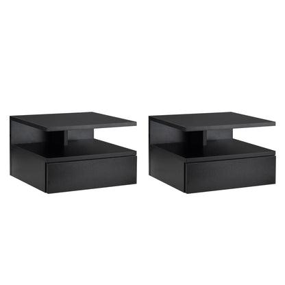 Lot de 2 table de nuit noir à suspendre avec 1 tiroir - 35X32X22.5 cm - 14:193Black;200007763:201336104