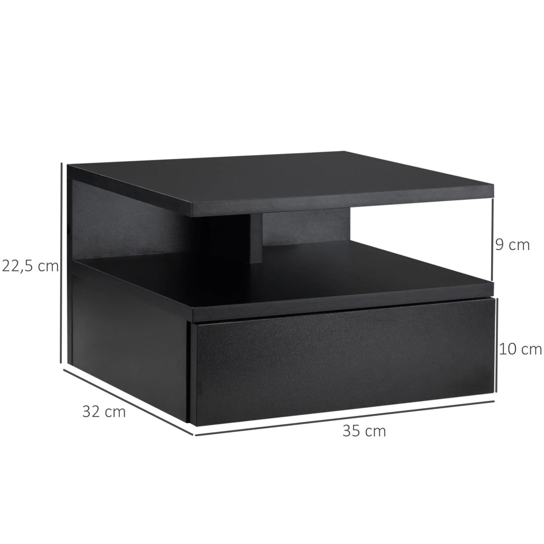 Lot de 2 table de nuit noir à suspendre avec 1 tiroir - 35X32X22.5 cm - vente privée 14:193Black;200007763:201336104