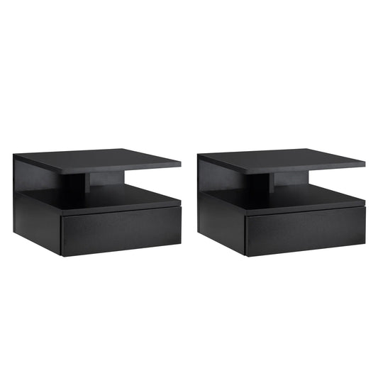 Lot de 2 table de nuit noir à suspendre avec 1 tiroir - 35X32X22.5 cm - vente privée 14:193Black;200007763:201336104