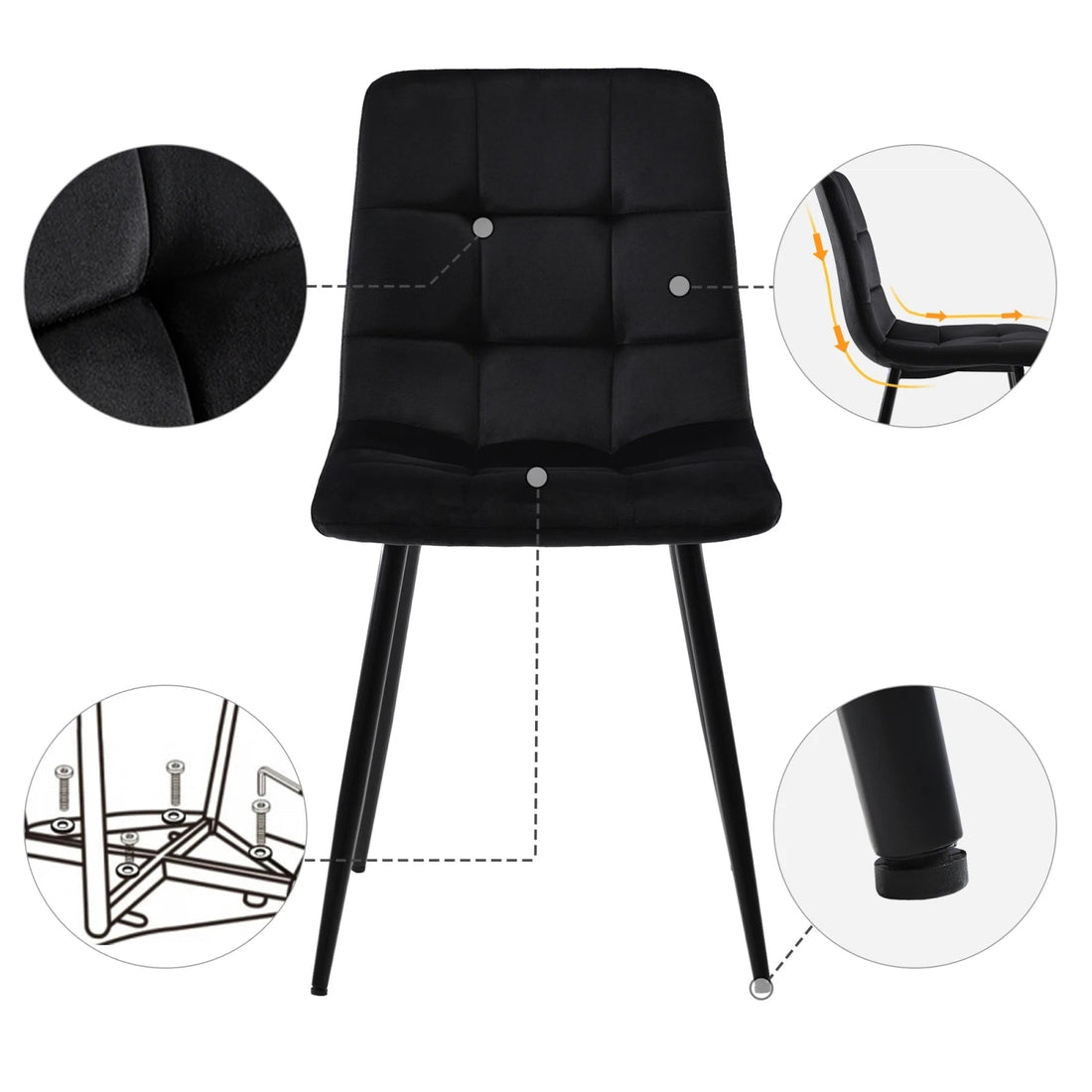 Lot de 4 Chaise salle à manger de style cafeteria - vente privée 14:200006155Dark Grey;200007763:201336101