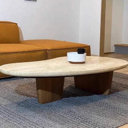 Luxury Living Room Italian Irregular Coffee Table with Solid Wood Leg New Design Travertine Natural Stone for High - Class Décor - vente privée 14:200844061Other