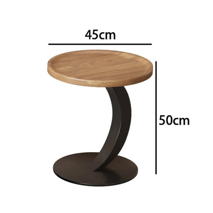 Medium style movable small coffee table household living room sofa side oval solid wood storage cart - vente privée 14:2000036993