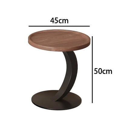 Medium style movable small coffee table household living room sofa side oval solid wood storage cart - vente privée 14:2002118691