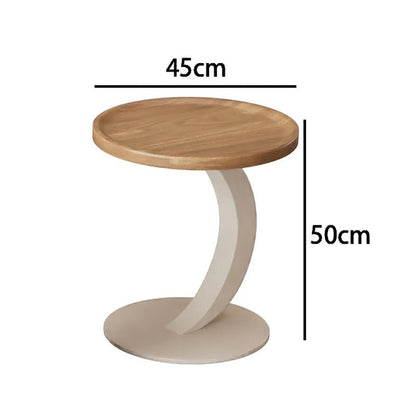 Medium style movable small coffee table household living room sofa side oval solid wood storage cart - vente privée 14:2029978064