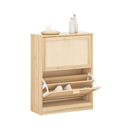 Meuble à chaussure 2 rabats étroits et 4 rangements - vente privée 14:933Natur;200007763:201336101