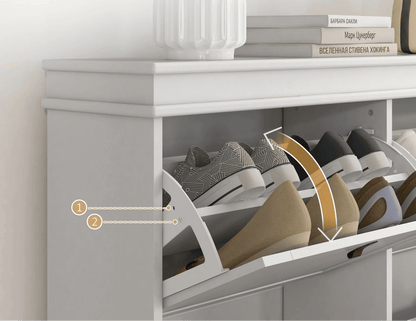 Meuble à chaussure avec 4 portes pliantes blanche - 105X24X82.5 cm - 14:-1;200007763:201336104;5:-1