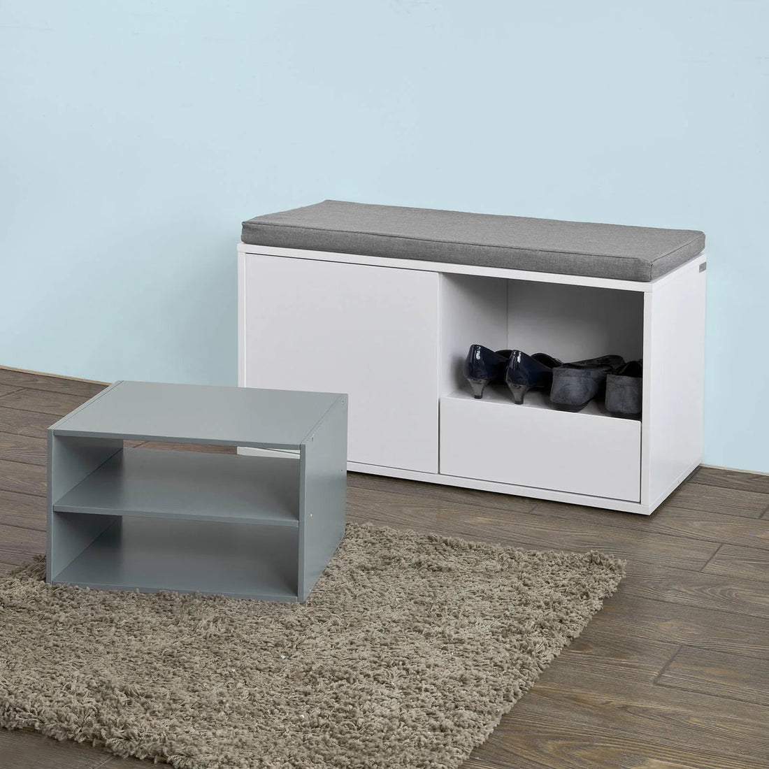 Meuble à chaussure avec assise cousin aux dimensions de 80x46x35cm - vente privée 14:29;200007763:201336101