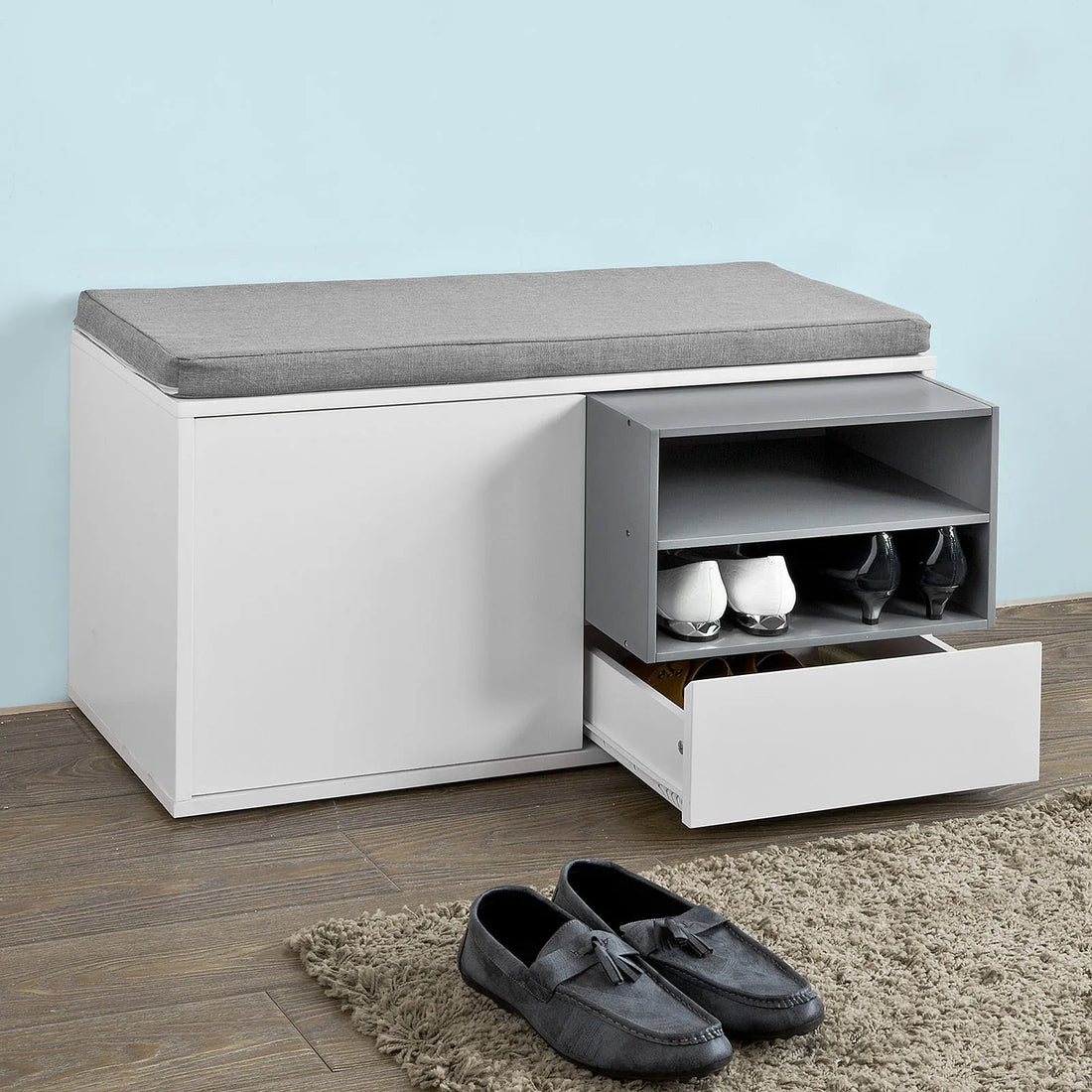 Meuble à chaussure avec assise cousin aux dimensions de 80x46x35cm - vente privée 14:29;200007763:201336101