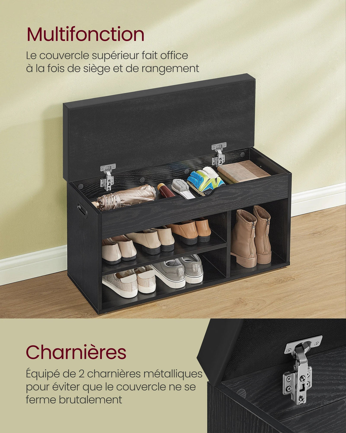 Meuble à chaussure avec banc de rangement et assise rembourrée - vente privée 14:193;200007763:201336101