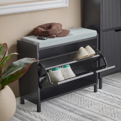 Meuble à chaussure avec espace de rangement et coussin d'assise 60x52x24cm - vente privée 14:193;200007763:201336101
