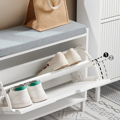 Meuble à chaussure avec espace de rangement et coussin d'assise 60x52x24cm - vente privée 14:691;200007763:201336101