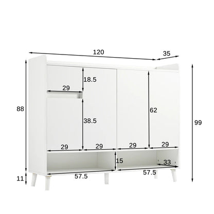 Meuble à chaussure avec grande espace de rangement - 120*99*35 cm - vente privée 14:29white 1;200007763:201336101