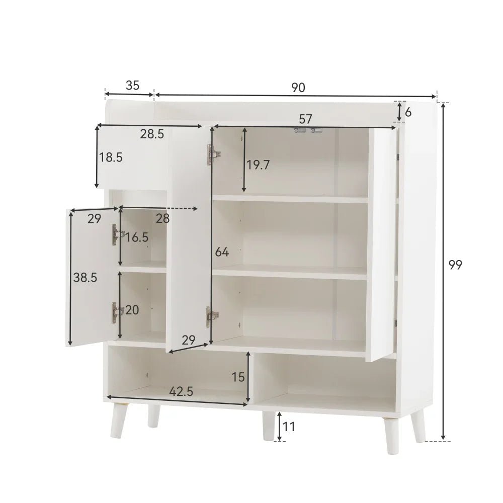 Meuble à chaussure avec grande espace de rangement - 120*99*35 cm - vente privée 14:29white 1;200007763:201336101