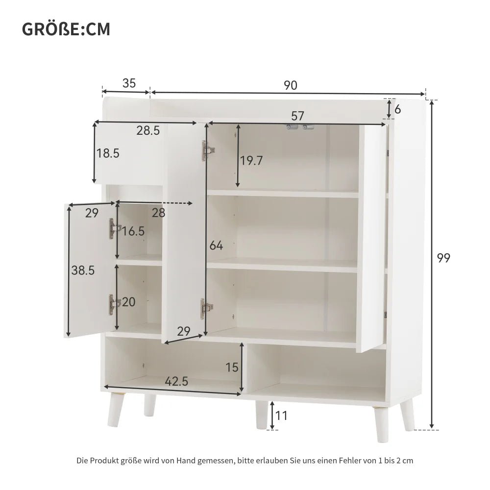 Meuble à chaussure avec grande espace de rangement - 120*99*35 cm - vente privée 14:29white 1;200007763:201336101