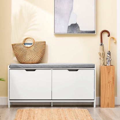 Meuble à chaussure banc avec deux portes - 105x52x24cm - vente privée 14:29;200007763:201336101